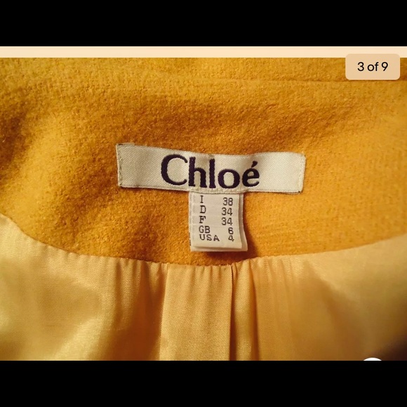 Chloe Coat Wool Mustard Yellow One Wool Button Jacket size US 4 Made in Italy - Picture 10 of 10